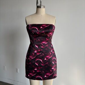 $398 NWT BCBGMaxAzria “Lucy” Strapless Mini Dress in Ribbon Print Sz 4